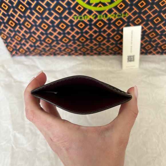 Tory Burch T Monogram Jacquard Card Case Hazelnut Gold Tan Brown - Picture 5 of 5